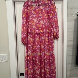 Floral Sheer Pink Maxi Dress
